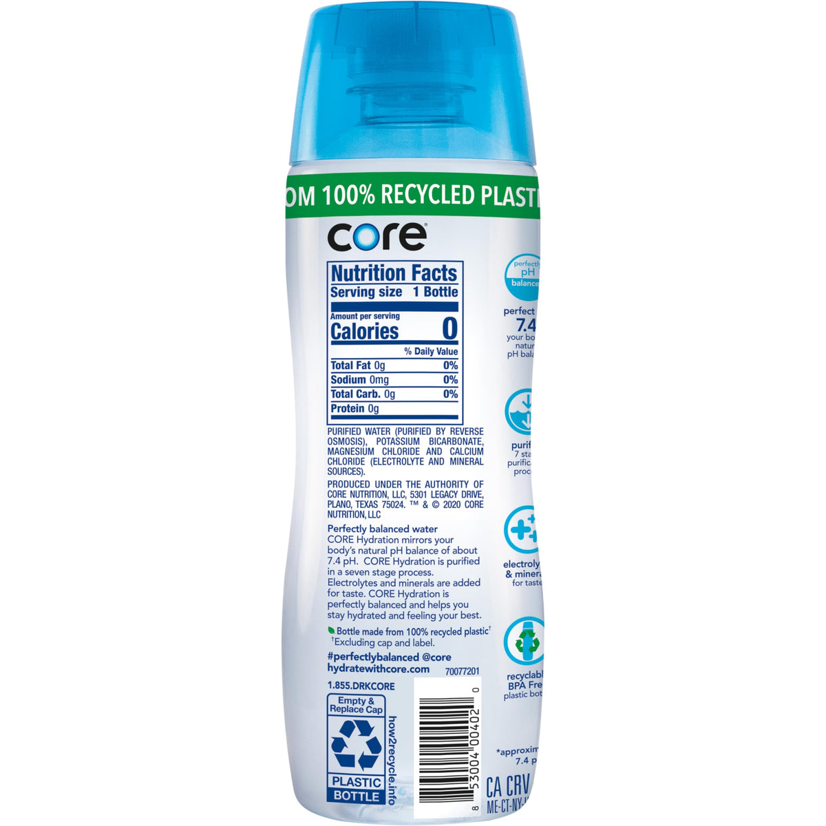 Core Hydration purified water delivering a clean, refreshing taste.