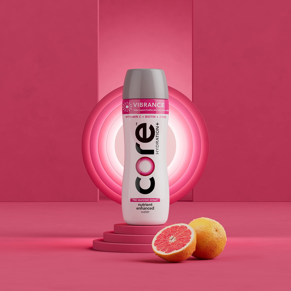Core Hydration+ Vibrance bottle side profile with ergonomic grip for on-the-go use