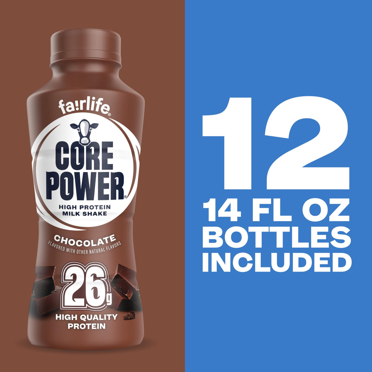 Core Power Chocolate packaging 12-pack shows bulk option for regular use.