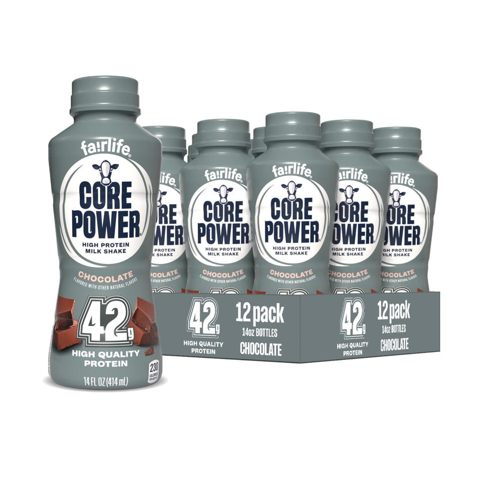 Core Power Elite Chocolate bottle front for post-workout fueling with protein