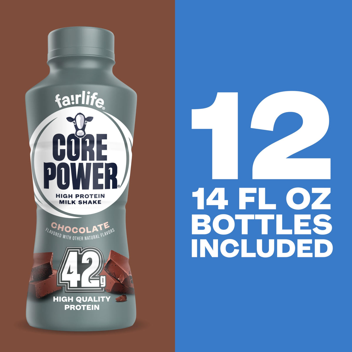 Core Power Elite Chocolate nutrition label emphasizes calcium and electrolytes