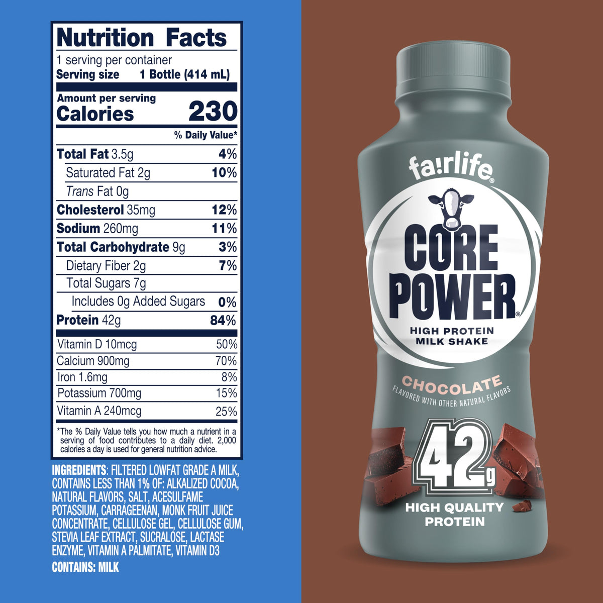 Core Power Elite Chocolate close-up reveals creamy texture and smooth finish