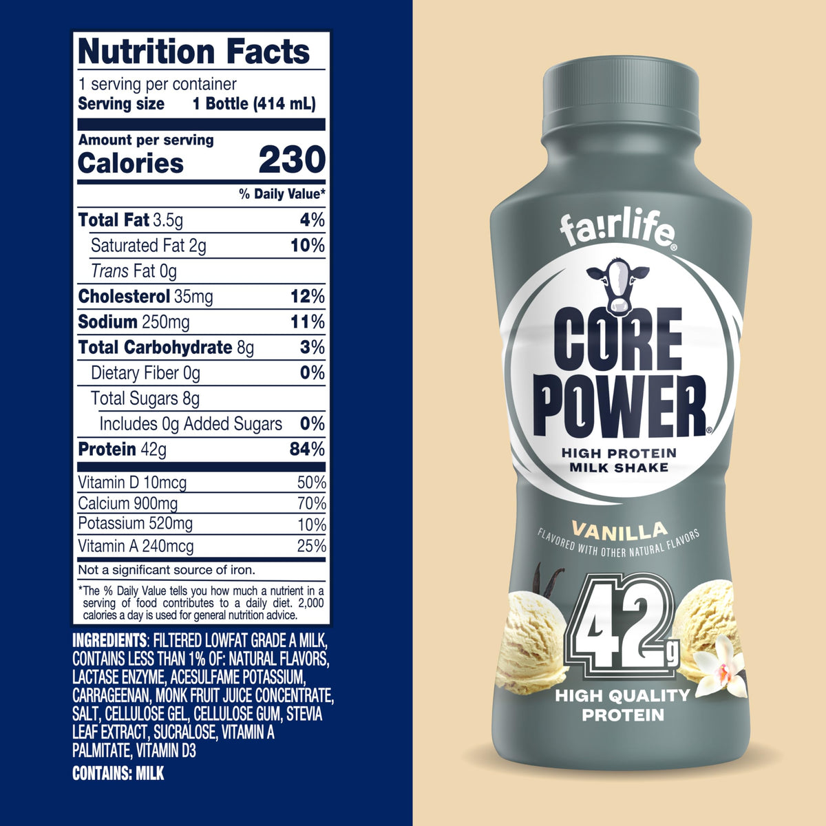 Core Power Elite Vanilla refrigerated open scene showcases ready-to-drink convenience