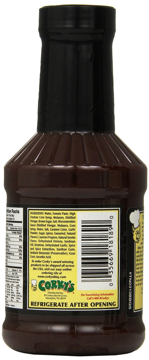 Corky's Memphis Original BBQ sauce glaze on grilled ribs for juicy flavor