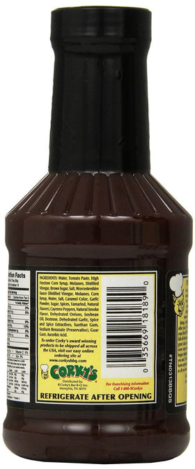 Corky's Memphis Original BBQ sauce glaze on grilled ribs for juicy flavor