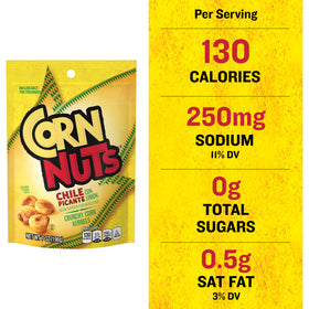 Corn Nuts Chile Picante Limon close-up of seasoned kernels with garlic and citrus tang