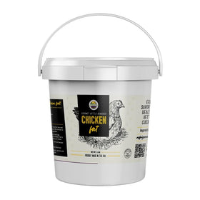 Cornhusker Kitchen chicken fat tub closeup, perfect for frying and roasting with rich flavor