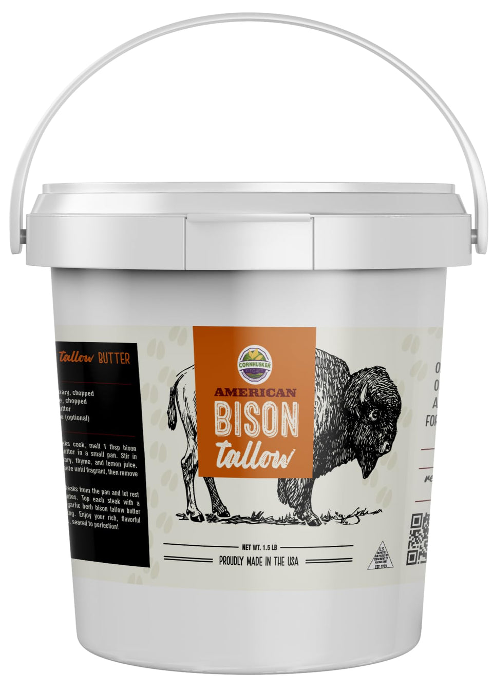 Cornhusker Kitchen duck fat tub for roasting and pan-frying flavorful results.