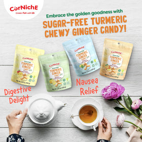 Corniche Sugar Free Turmeric Ginger Candy Mint wrap, cool and convenient.
