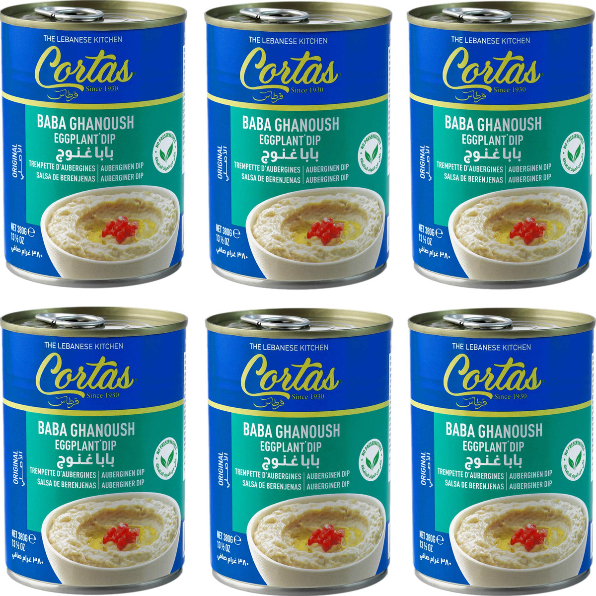 Cortas Baba Ghanoush eggplant dip pack of 6, ready-to-eat for entertaining.