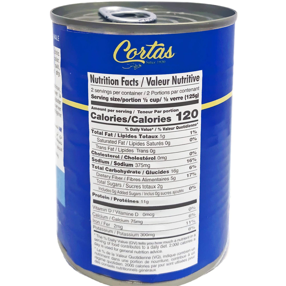 Product of Lebanon Cortas fava beans with spices for meals.