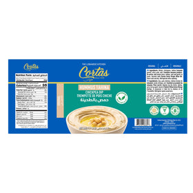 Cortas 6-pack served with vegetables and pita, ready-to-eat snack.