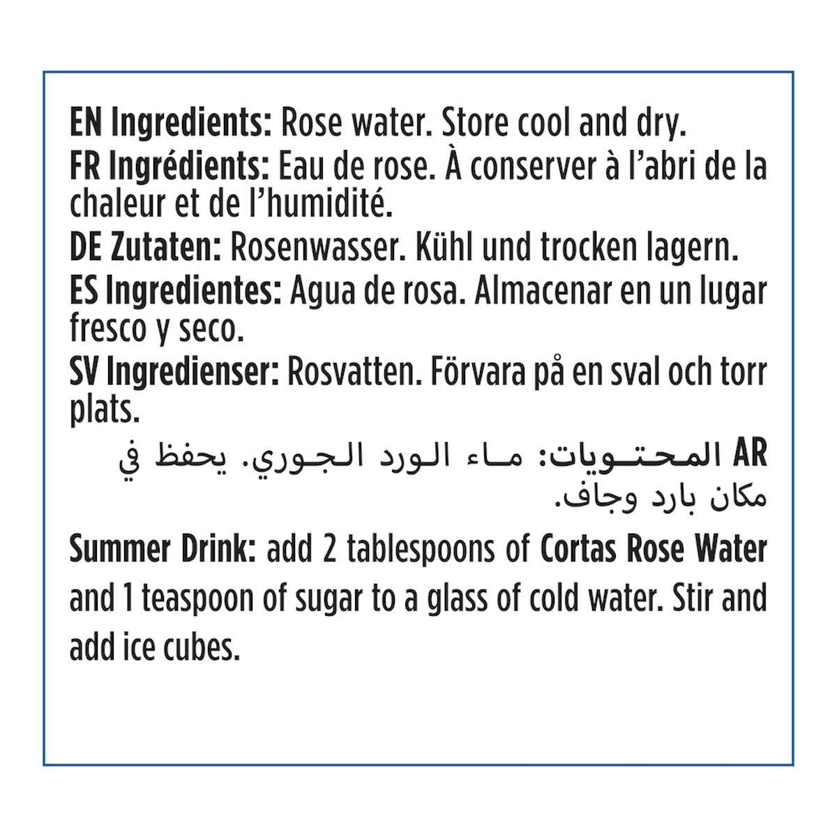 Cortas rose water adds aroma to baking and desserts.