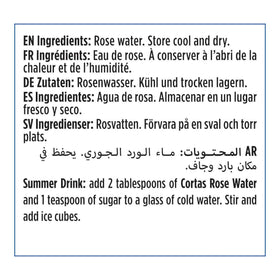 Cortas rose water adds aroma to baking and desserts.