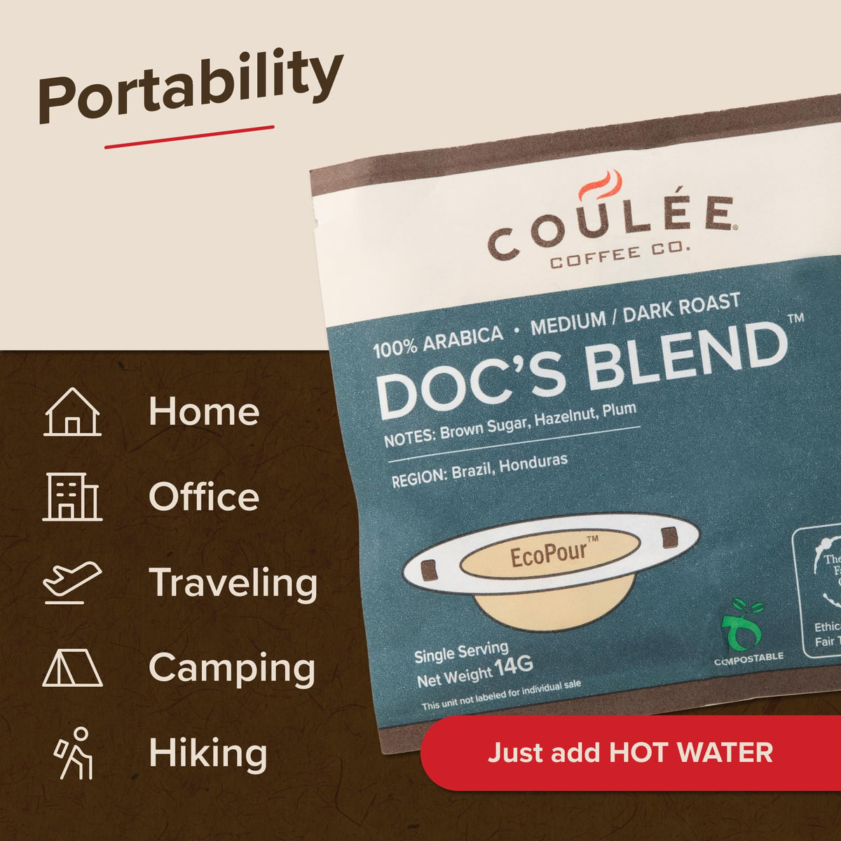 Coulée Doc's Blend ready-to-brew packs streamline morning routines.