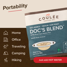 Coulée Doc's Blend ready-to-brew packs streamline morning routines.