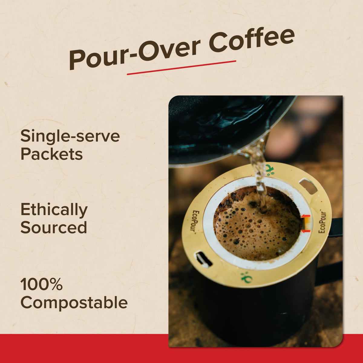 Compostable all-paper filter keeps waste low and brews clean.