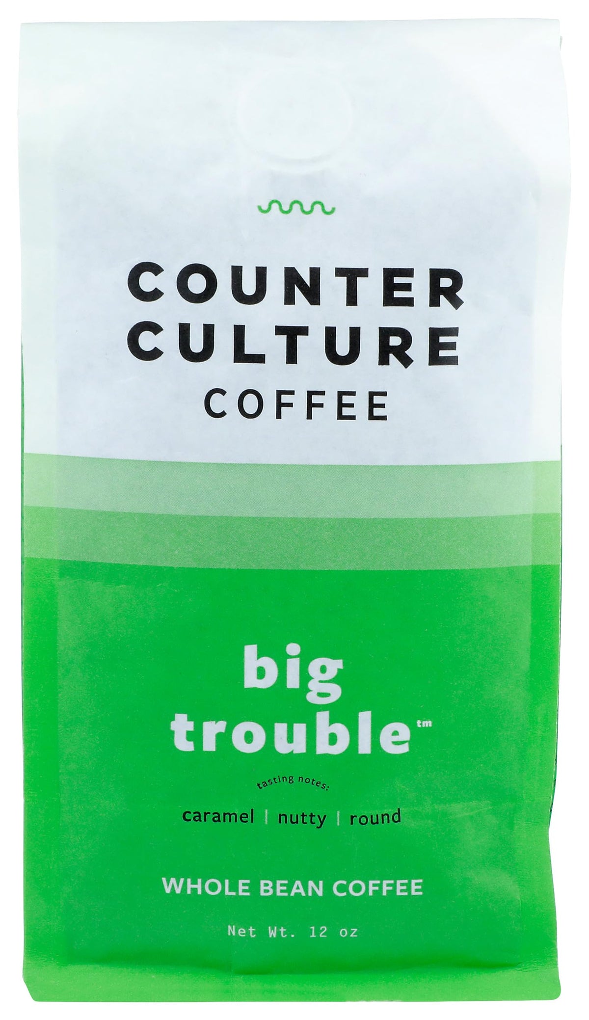 Counter Culture Big Trouble whole bean front view for versatile home grinding.
