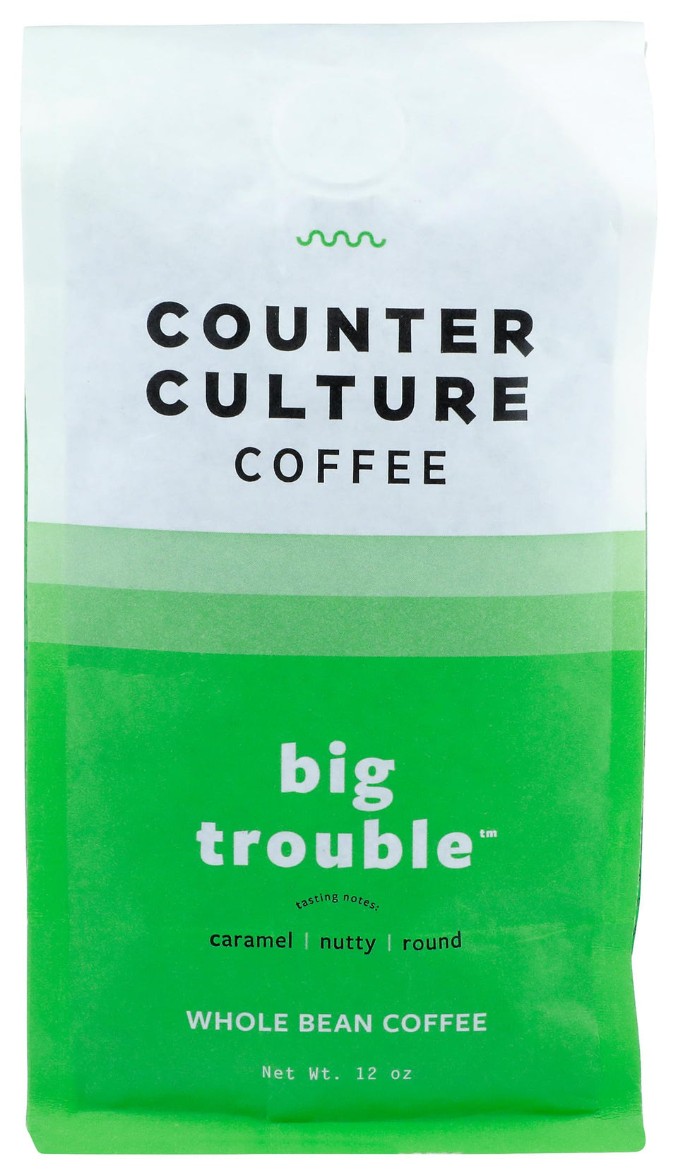 Counter Culture Big Trouble whole bean front view for versatile home grinding.