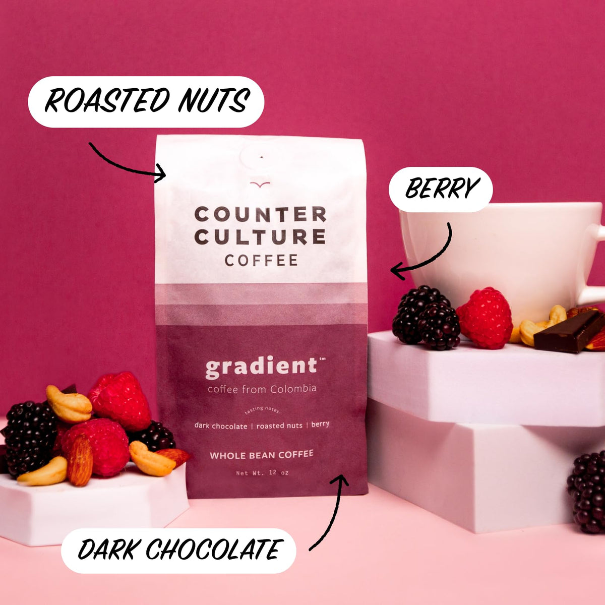 Counter Culture dark roast beans close-up hints bold espresso potential.