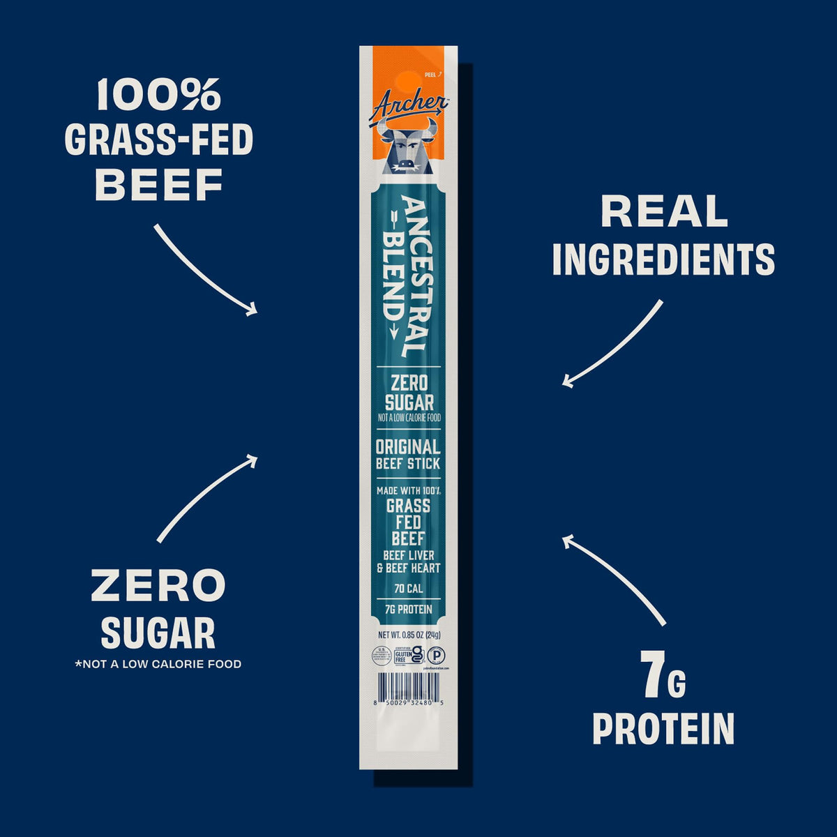 Country Archer Ancestral Beef Jerky Stick ingredients highlight grass-fed beef.