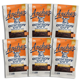 Country Archer beef jerky mustard BBQ pack shot showing zero sugar protein snack