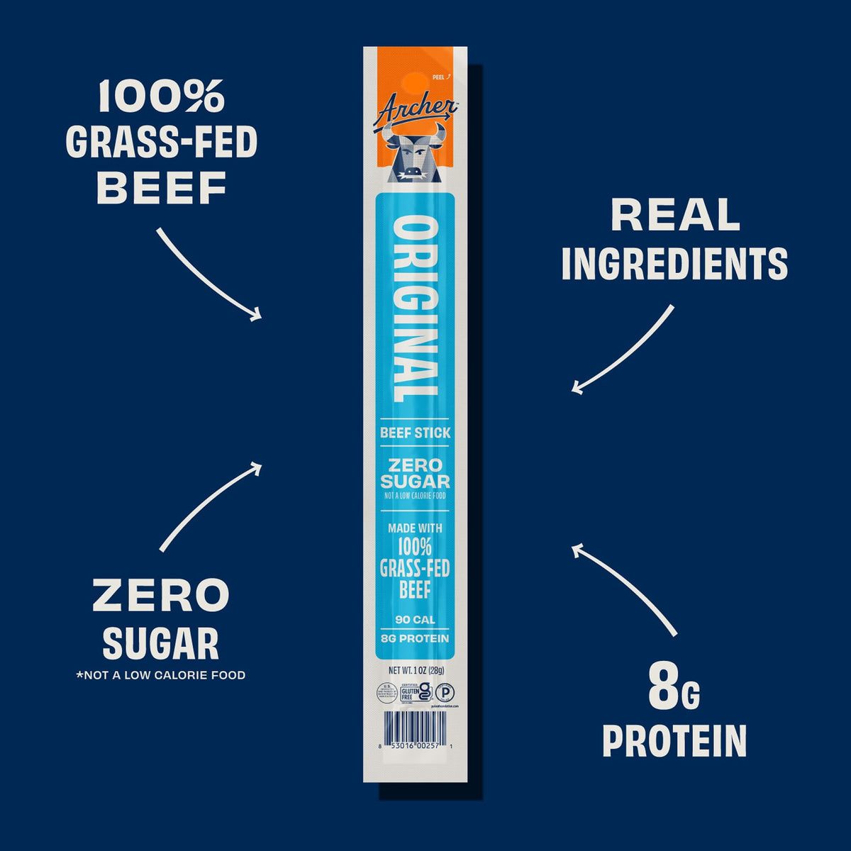 Country Archer beef jerky stick individually wrapped for convenient snacking