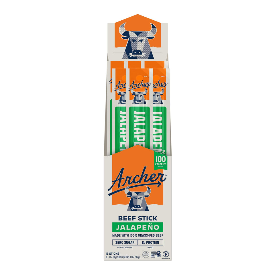 Country Archer Jalapeno beef jerky stick 1oz: spicy protein snack on the go.