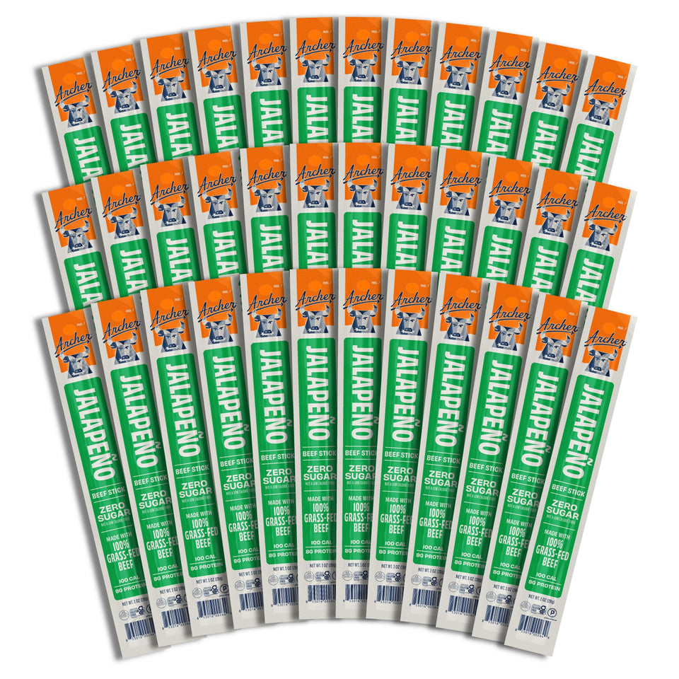 Country Archer Jalapeño beef jerky sticks bulk pack, ready for sharing.