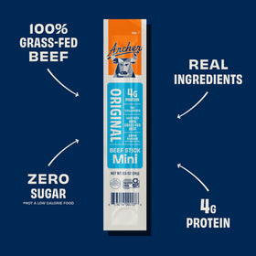 Country Archer jerky mini beef stick, individually wrapped for portability