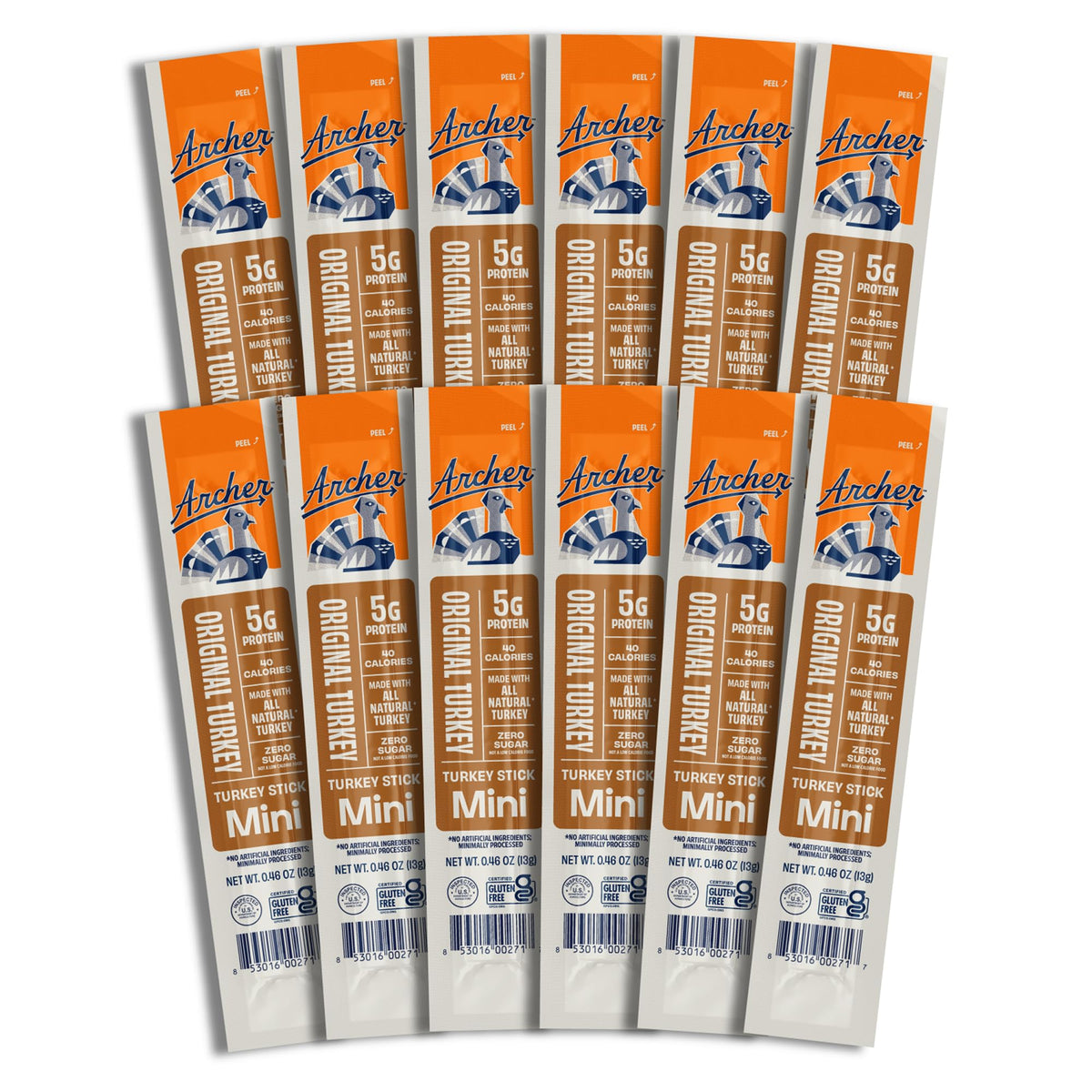Country Archer Mini Turkey Sticks original pack showing portable, natural protein snack