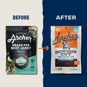 Country Archer Jerky Classic 2oz bag in bulk display ideal for road trips