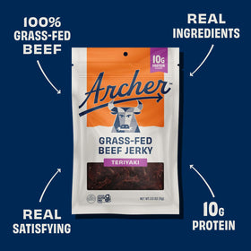 Country Archer Teriyaki jerky grass fed texture emphasizes quality beef and protein appeal
