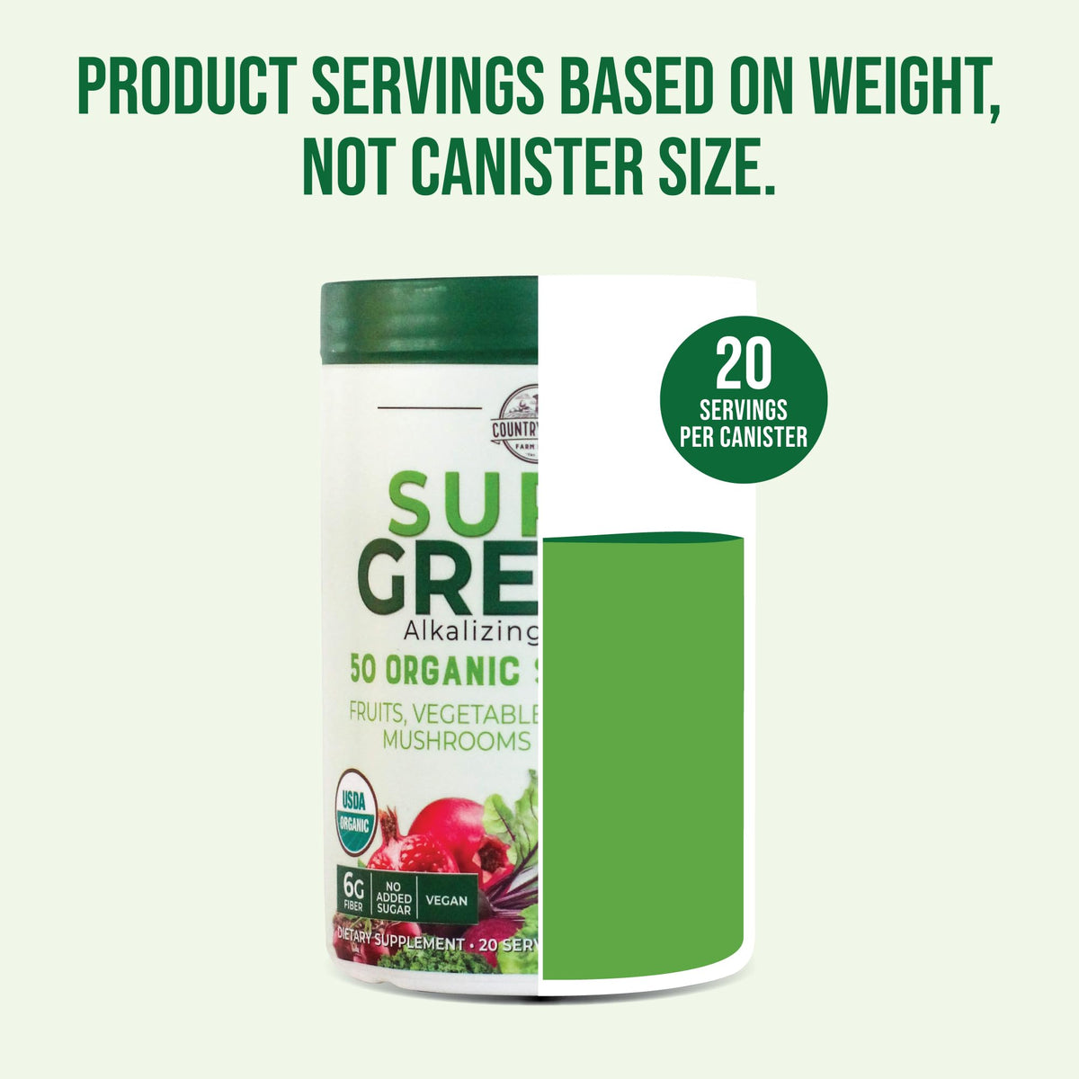 Country Farms Super Greens fruit and vegetable mix image suggesting versatile nutrition.