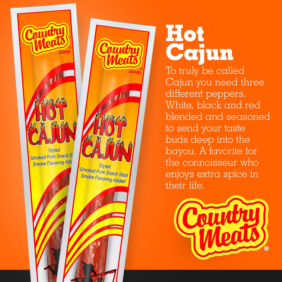 Country Meats Hot Cajun snack on hand, ideal for on-the-go protein.
