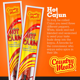 Country Meats Hot Cajun snack on hand, ideal for on-the-go protein.