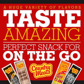 Country Meats meat sticks on packaging indicate a carb-conscious, high-protein choice.
