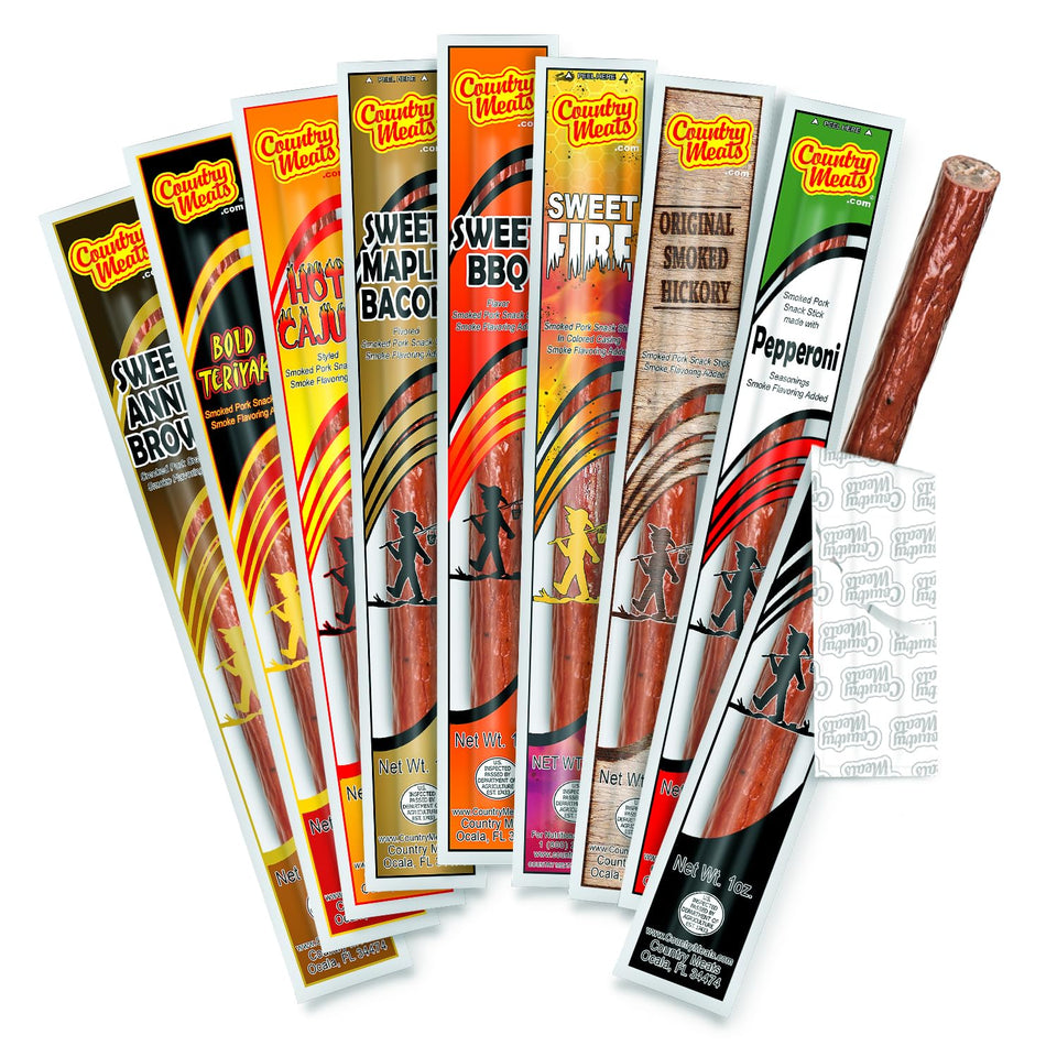 Country Meats meat sticks variety pack pack shot for on-the-go protein