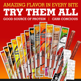 Country Meats original smoked hickory stick serving slice, ideal for quick snacking.