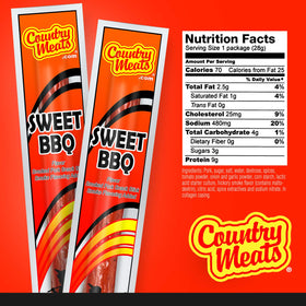 Country Meats Sweet BBQ box back shows USDA certification and 0 trans fat.
