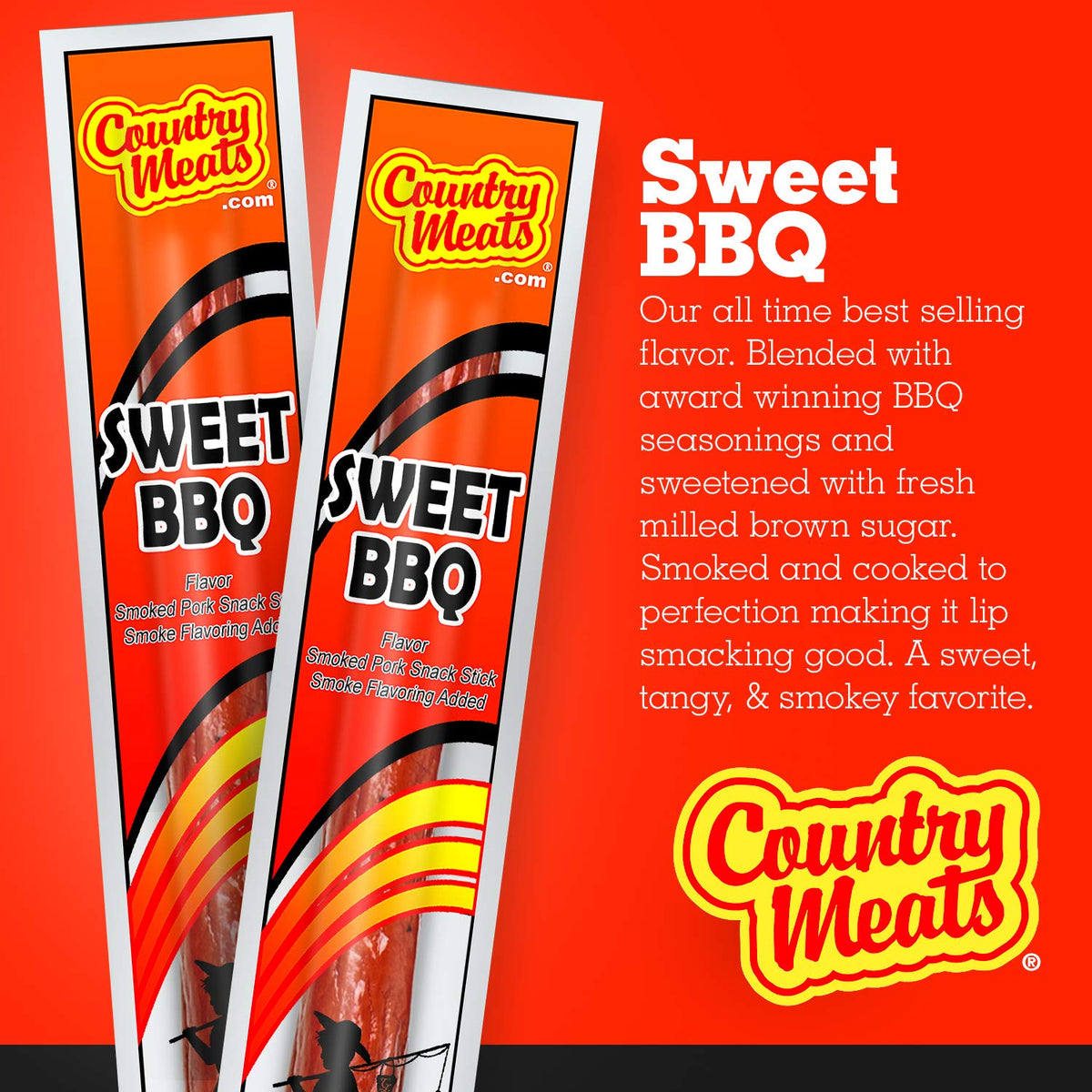 Country Meats Sweet BBQ close-up highlights lean meat quality and savory aroma.