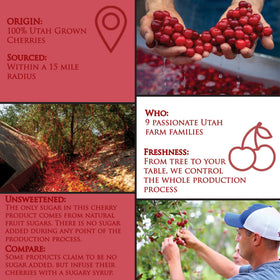 Country Spoon bottle highlights 70+ cherries per 8 oz for rich antioxidants.