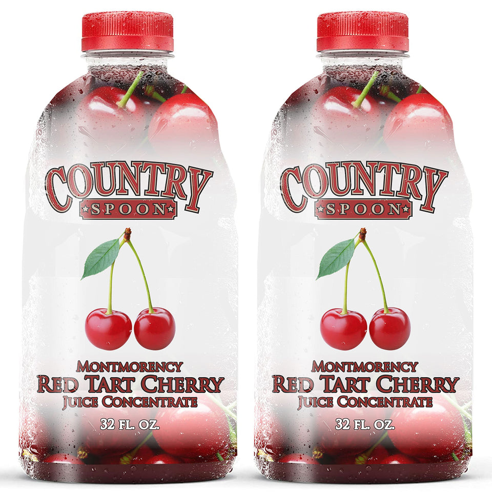 Country Spoon Montmorency cherry concentrate bottle front view showing a two-pack.