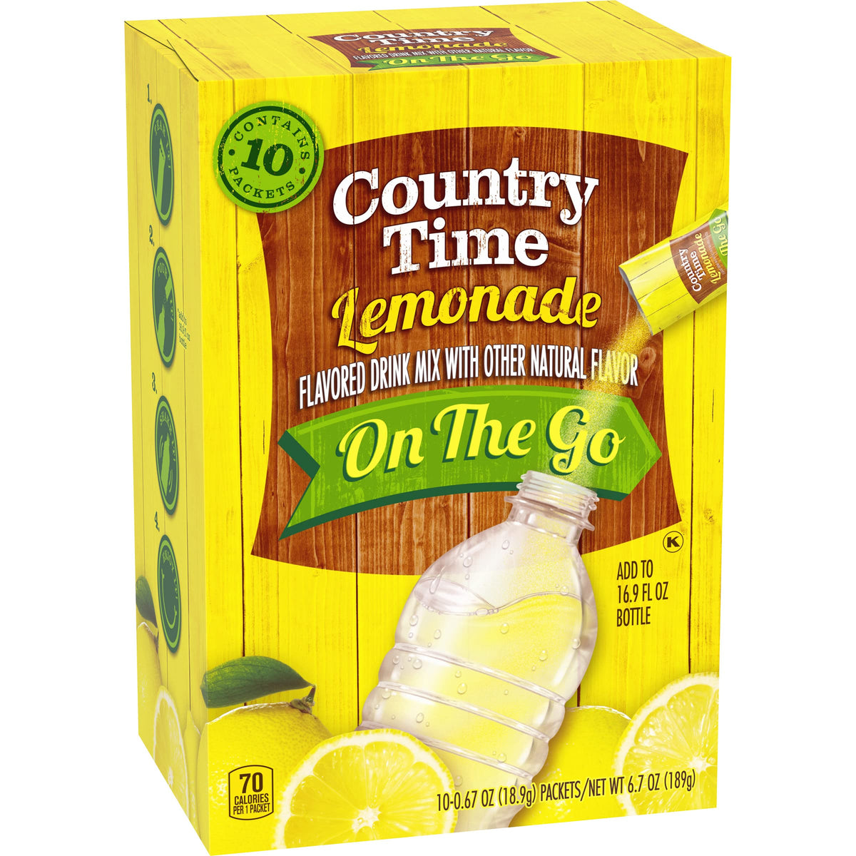 Country Time Lemonade glass being poured with crisp, lemony flavor.