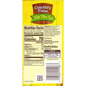Country Time Lemonade label highlights kosher and caffeine-free options.