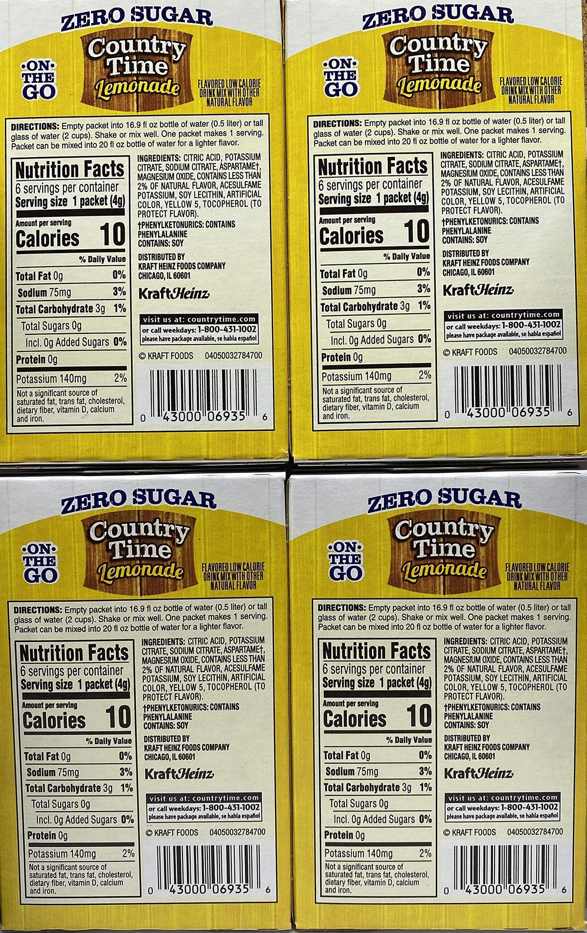 Country Time Lemonade Sugar Free on-the-go packet for easy zero-sugar mixing.