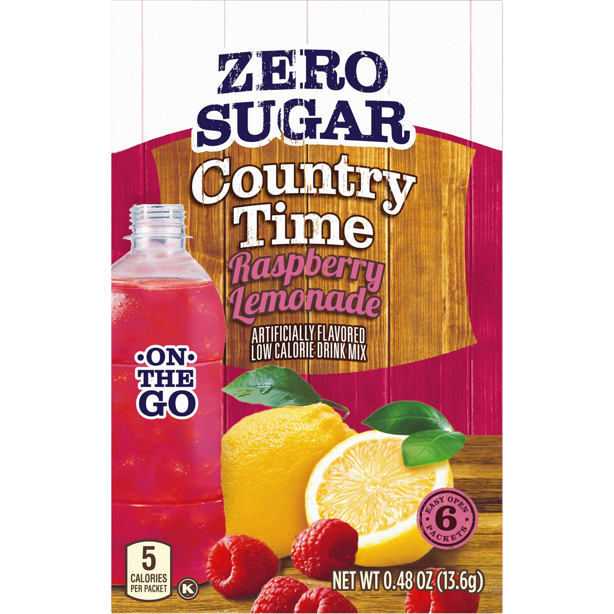 Country Time On-The-Go Raspberry Lemonade packets ready for on-the-go hydration