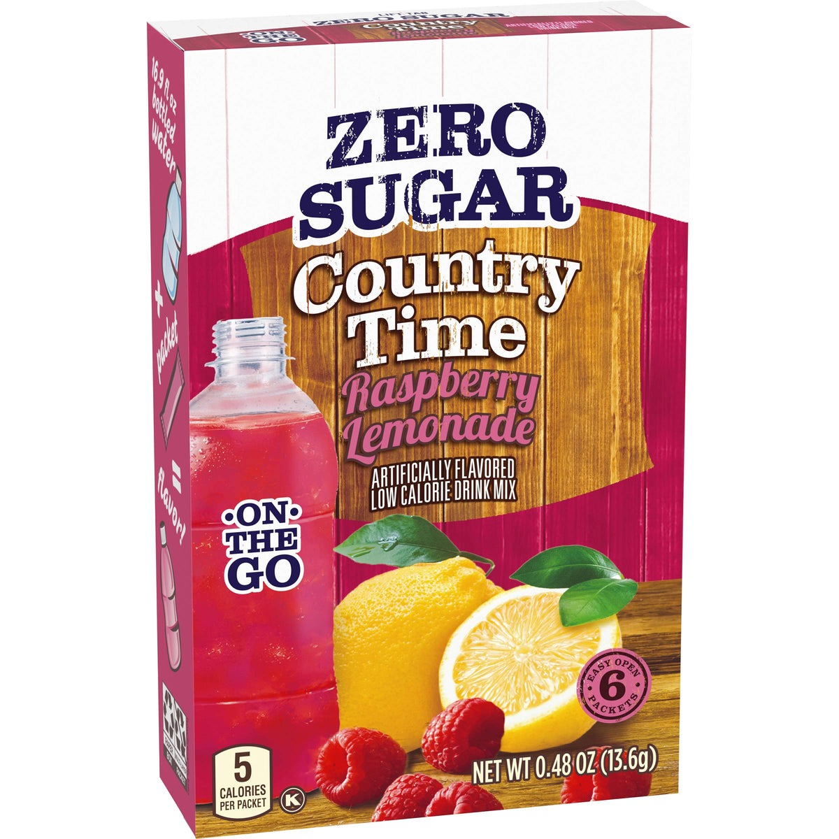 Country Time On-The-Go Zero Sugar Raspberry Lemonade glass prepared drink illustration