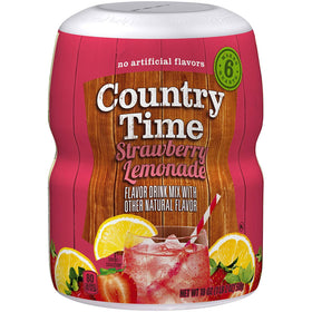 Country Time Strawberry Lemonade Drink Mix in a resealable canister for convenient, large-batch servings