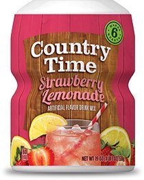 Country Time Strawberry Lemonade powder tub, quick mix for refreshing drinks